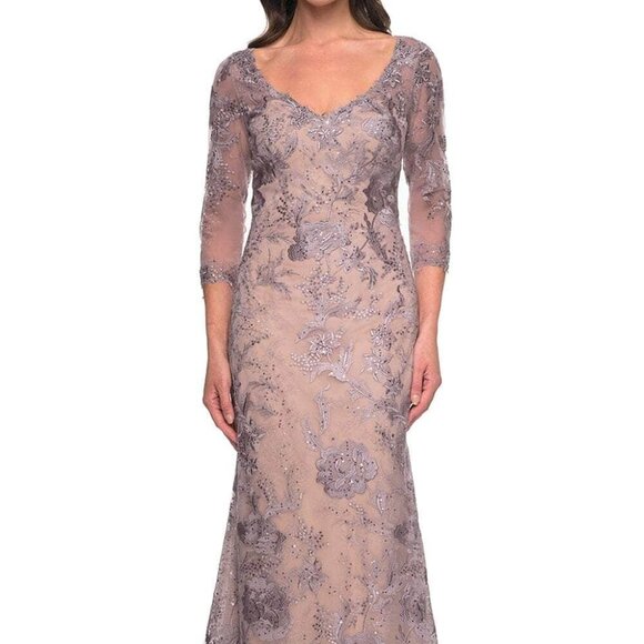 NWT La Femme 30130SC Lace Evening Dress Dusty Lilac size 20 - Picture 1 of 10